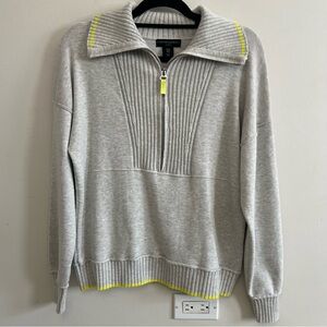 Cynthia Rowley Gray Zip-Up Athletic Sweater Yoga Quarter Zip Gym Athleisure